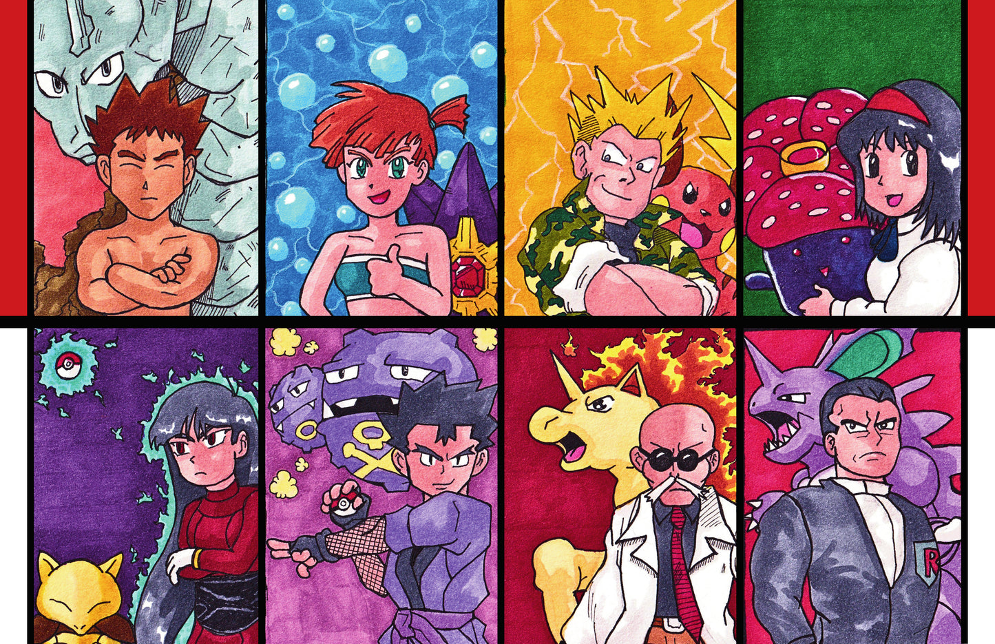 11x17 print Kanto gym leaders fanart