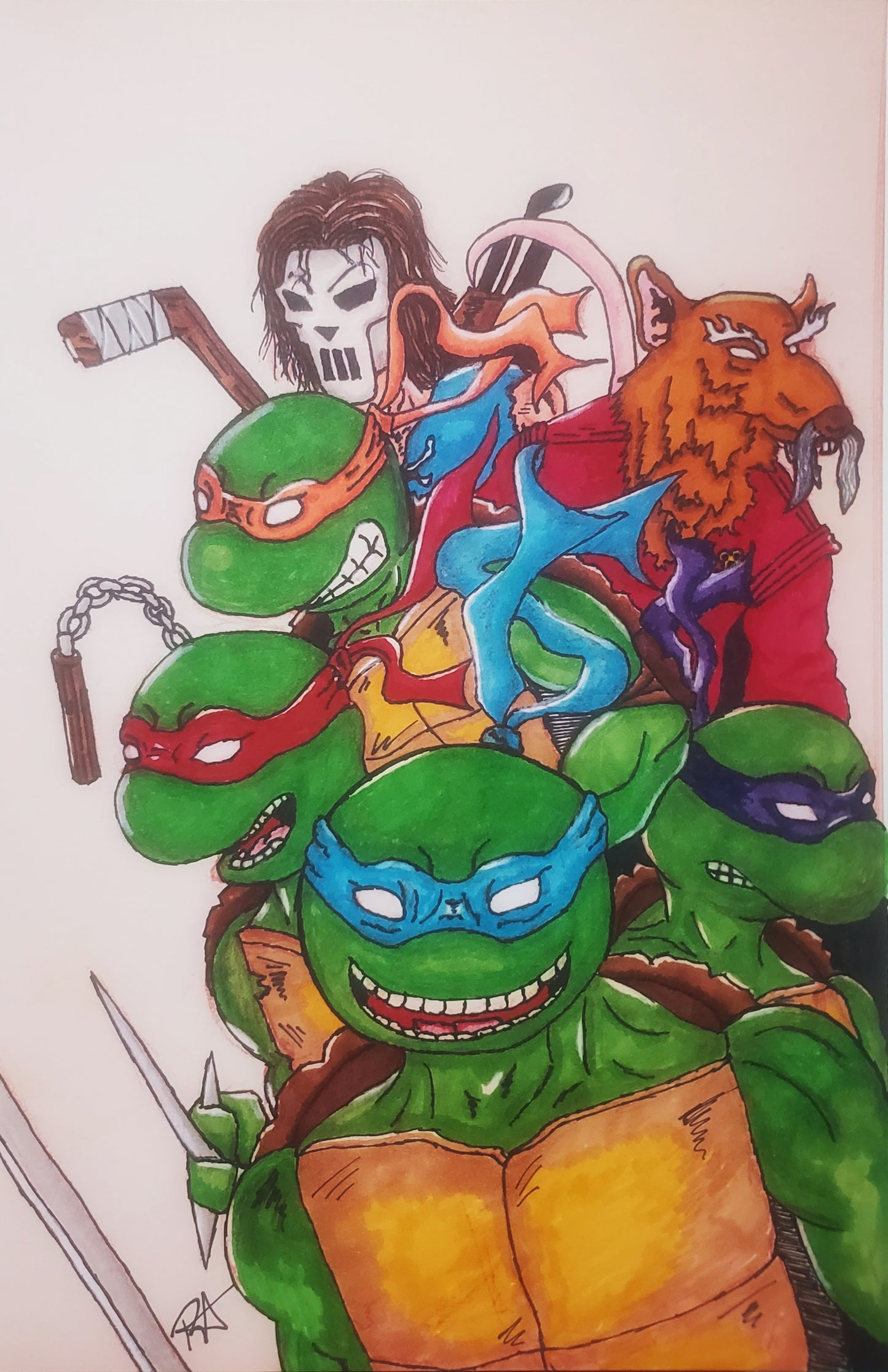 11x17 print Tmnt bros, Splinter, Casey Jones
