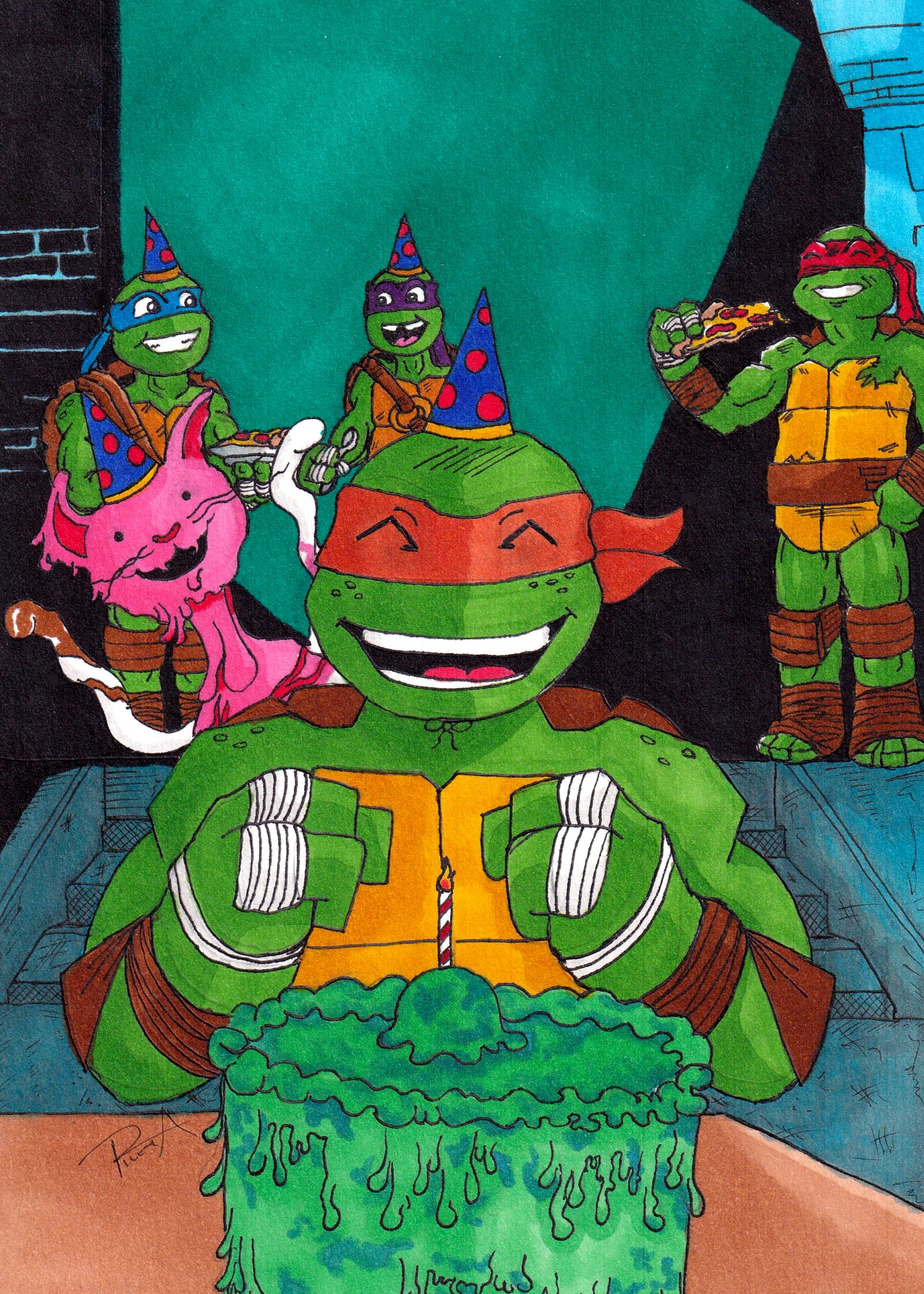 5x7 print TMNT Birthday Fanart