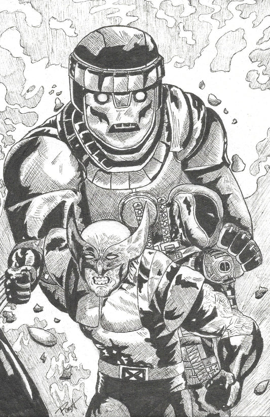 11x17 print Deadpool and Wolverine (Black and White Version)